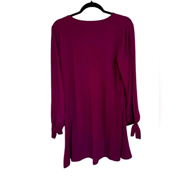 Boutique Burgundy Wine Red Cold Shoulder Tie Sleeves Dress /Tunic - Size Large. - Picture 3 of 8